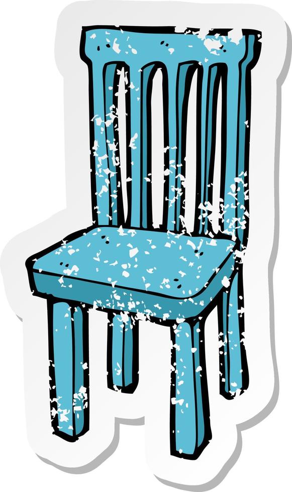 retro distressed sticker of a cartoon wooden chair vector