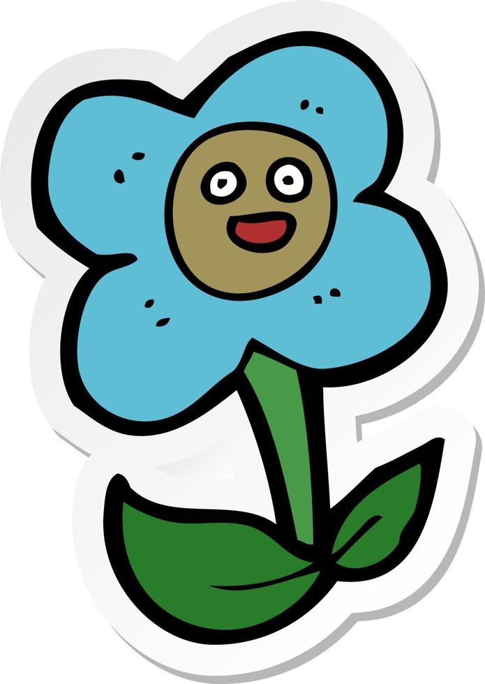 sticker of a cartoon flower with face vector