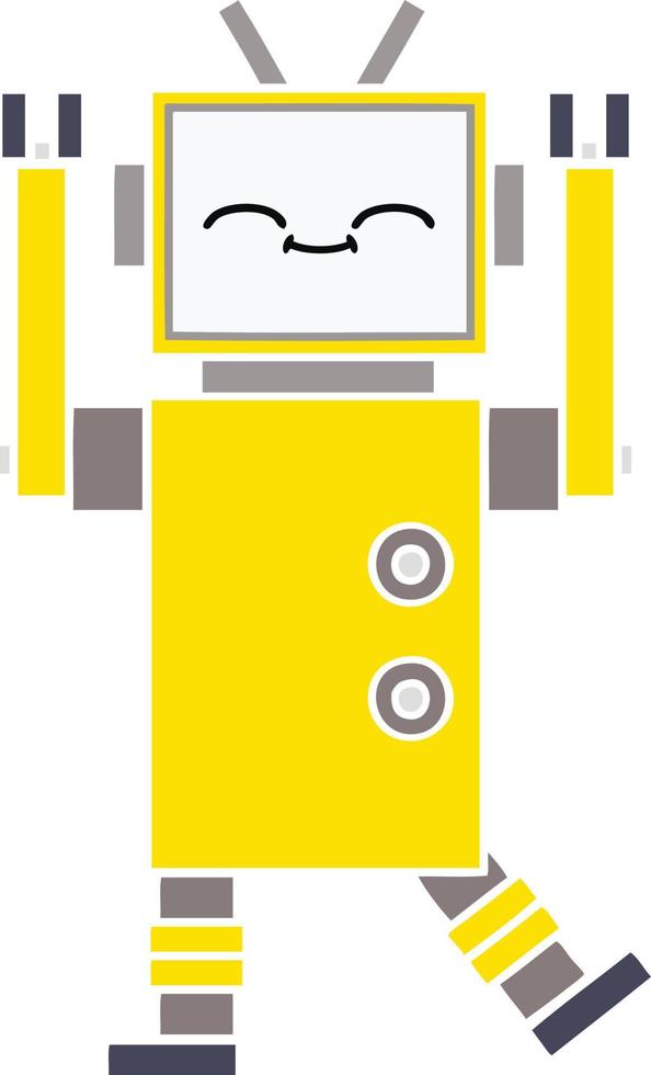 flat color retro cartoon robot vector