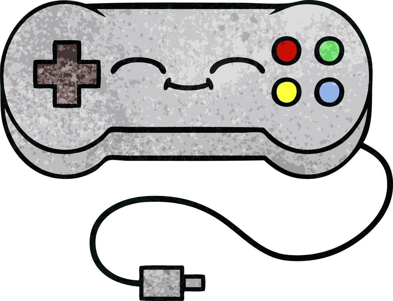 retro grunge texture cartoon game controller vector