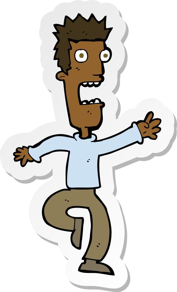 sticker of a cartoon shrieking man vector