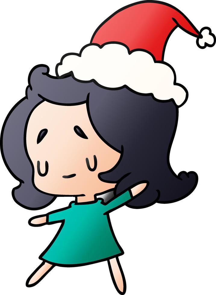 christmas gradient cartoon of kawaii girl vector