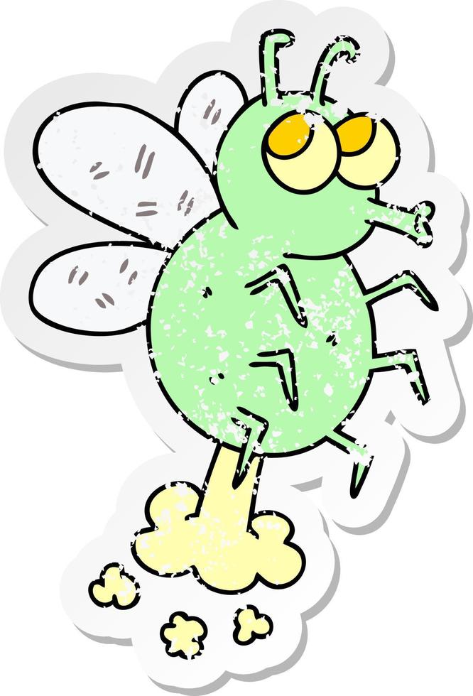 distressed sticker of a quirky hand drawn cartoon fly vector