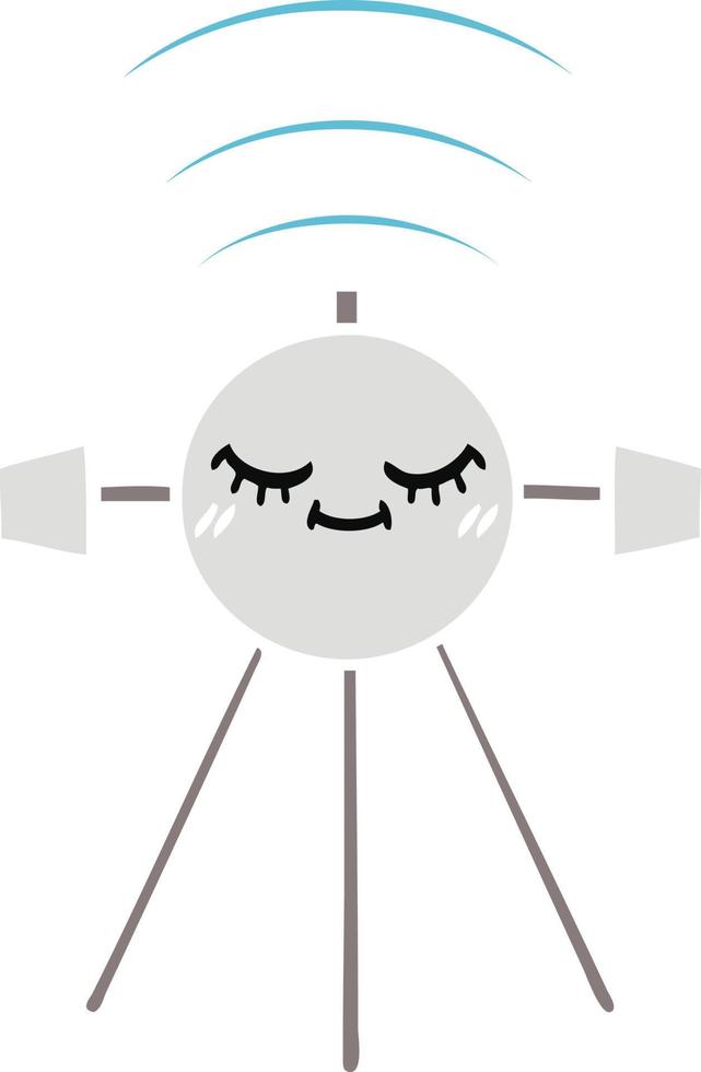 flat color retro cartoon space satellite vector