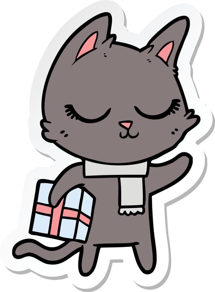 sticker of a calm cartoon cat vector