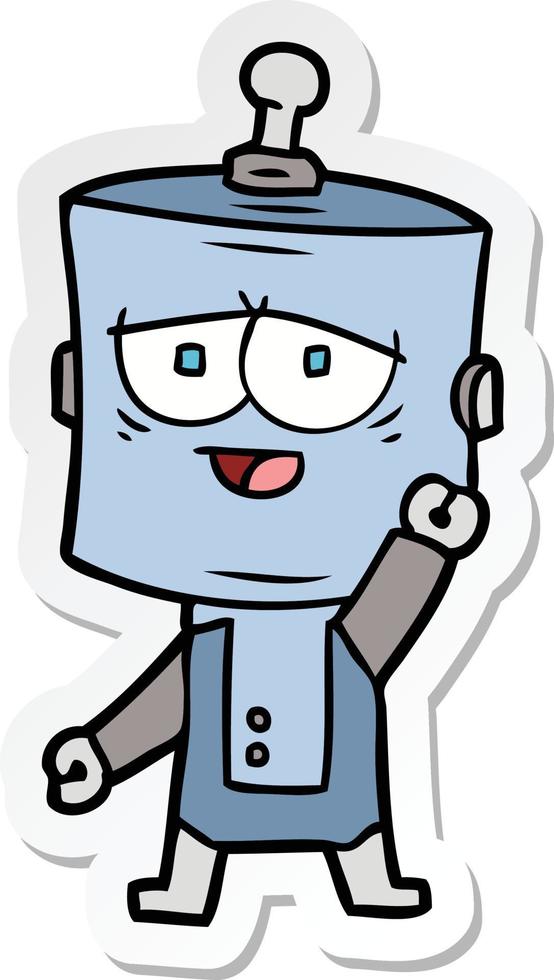 sticker of a cartoon robot vector