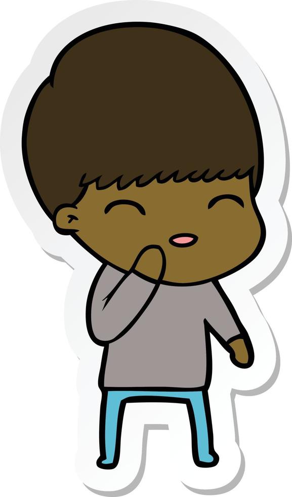 sticker of a happy cartoon boy vector