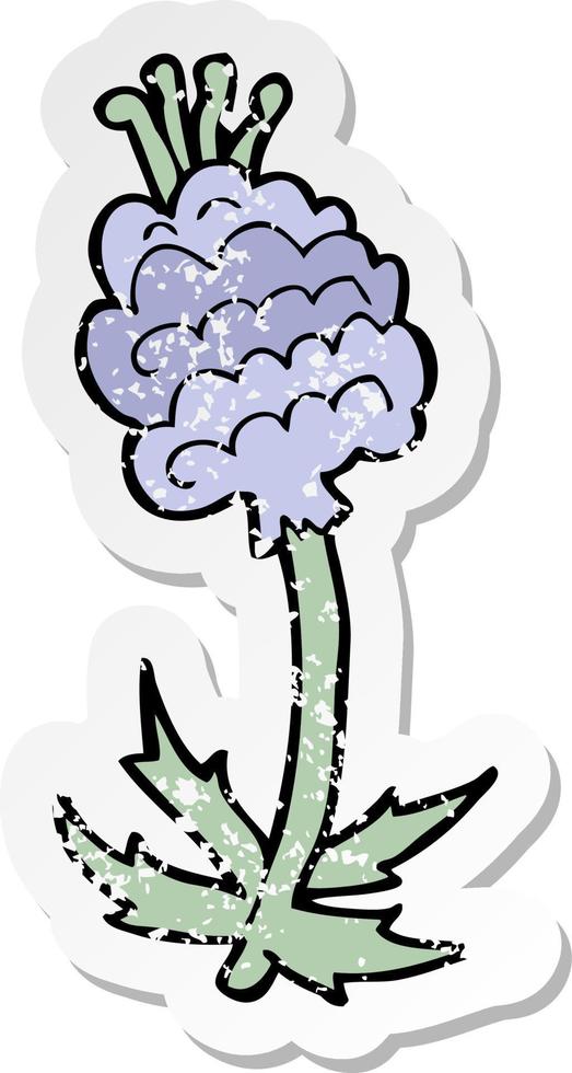 retro distressed sticker of a cartoon flower vector