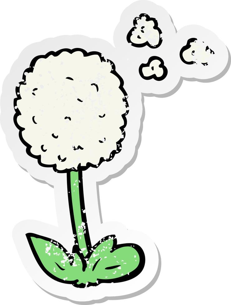 distressed sticker of a cartoon flower vector