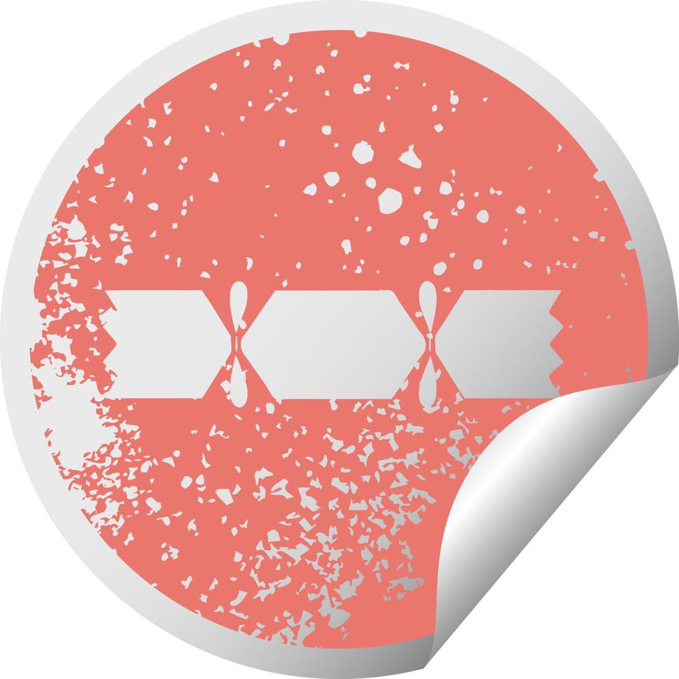 distressed circular peeling sticker symbol christmas cracker vector