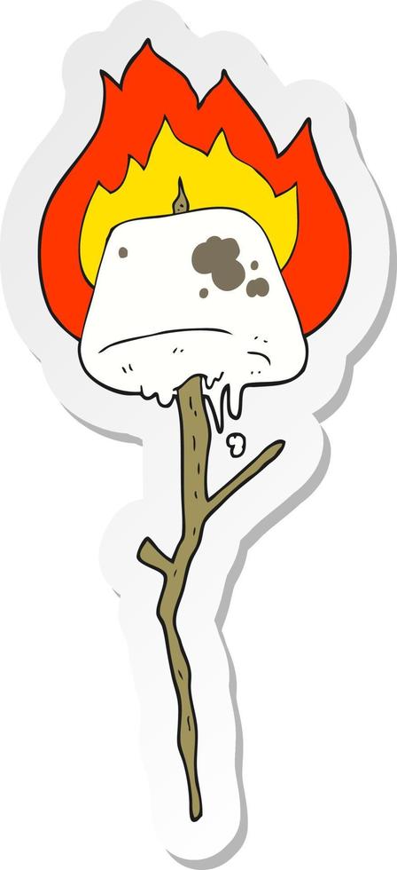 sticker of a cartoon toasted marshmallow vector