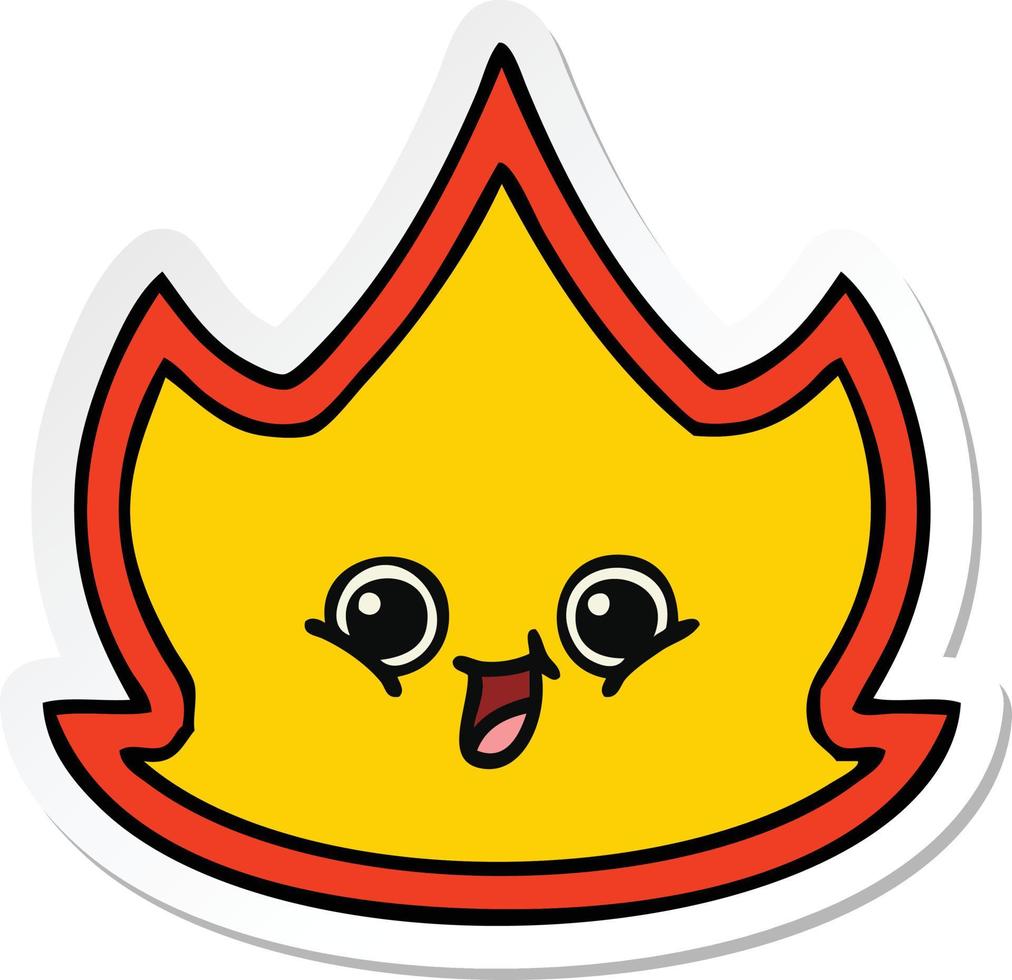 sticker of a cute cartoon fire vector