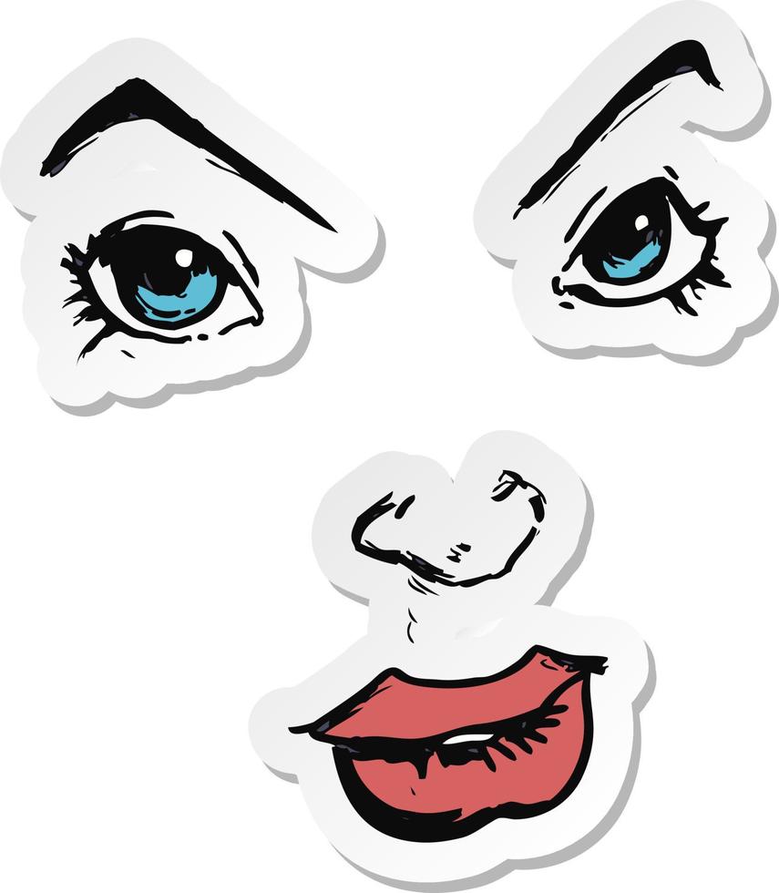 sticker of a cartoon comic book face vector