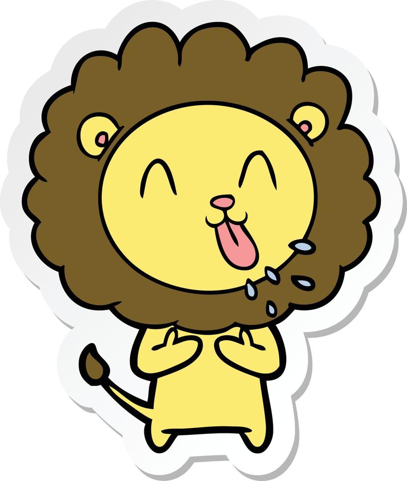 sticker of a happy cartoon lion vector