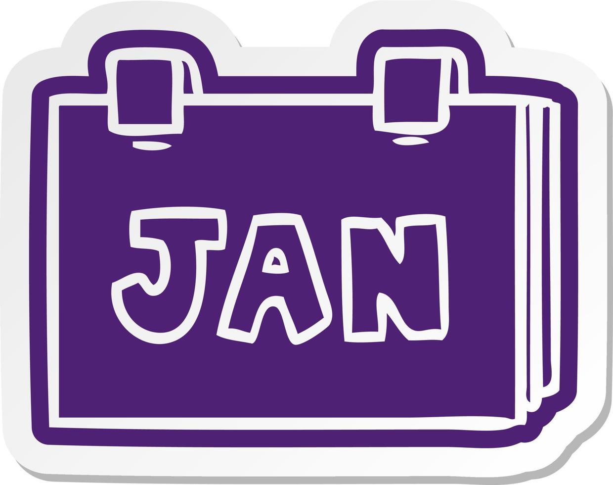 cartoon sticker of a calendar with jan vector