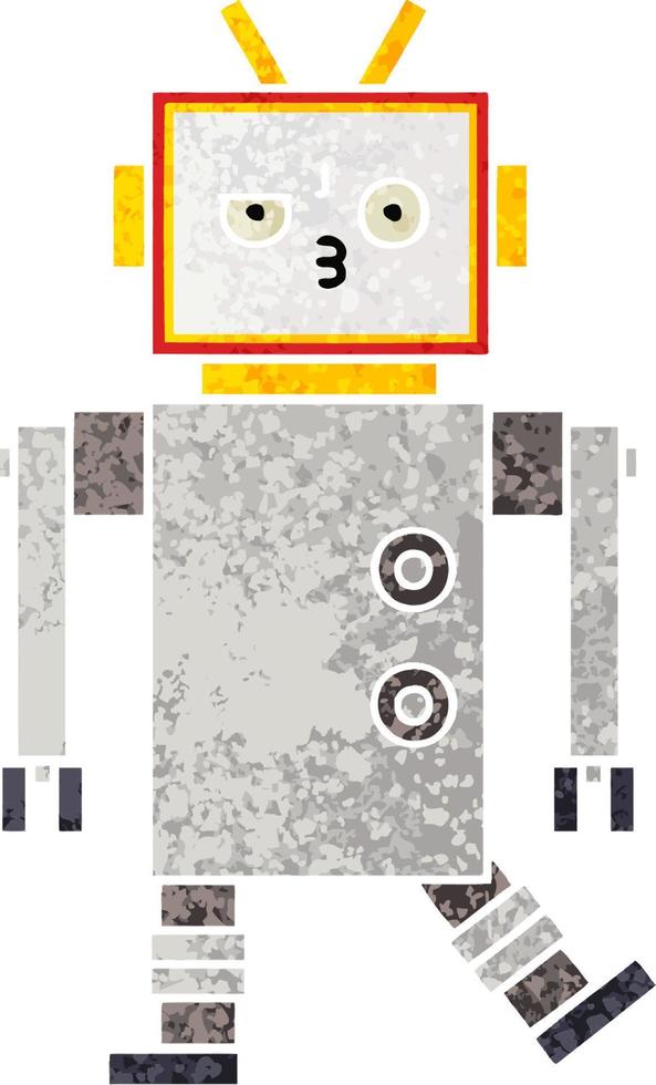 retro illustration style cartoon robot vector