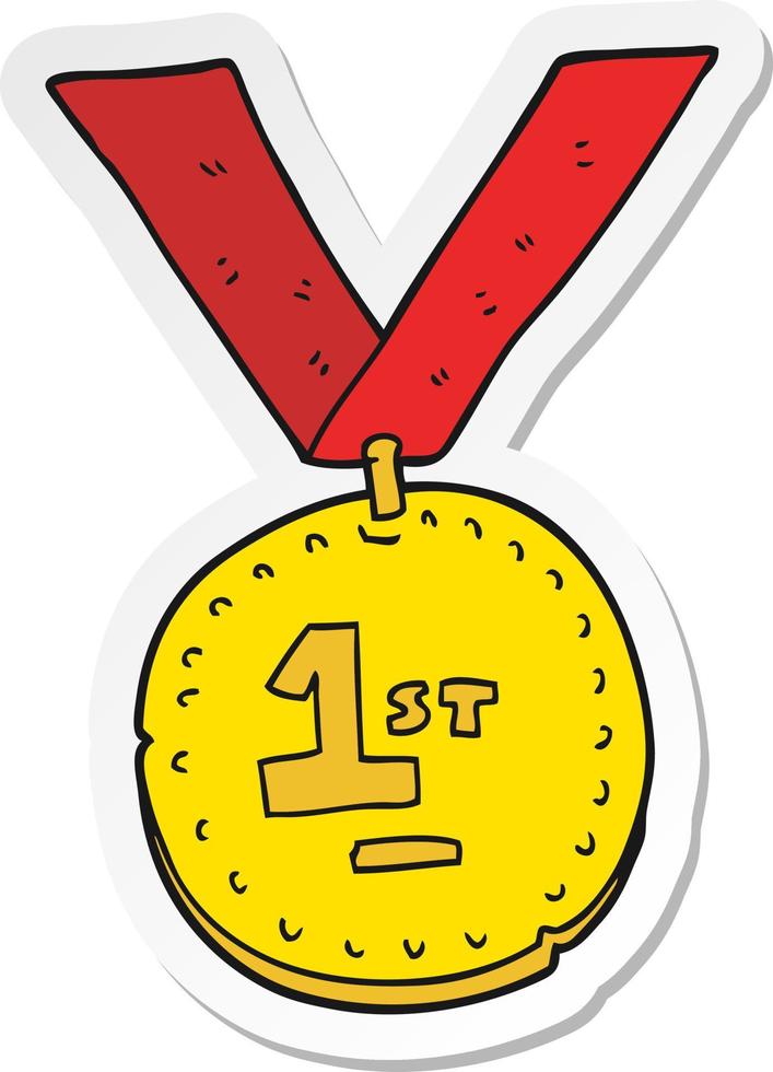 sticker of a cartoon first place medal vector