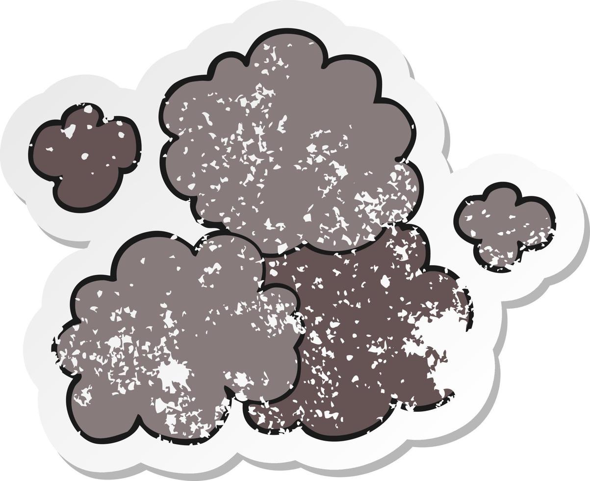 pegatina retro angustiada de una nube de humo de dibujos animados vector