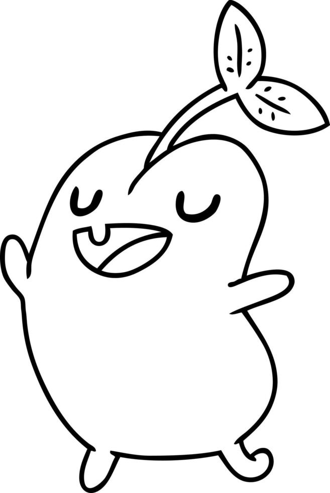 line drawing kawaii cute sprouting bean vector