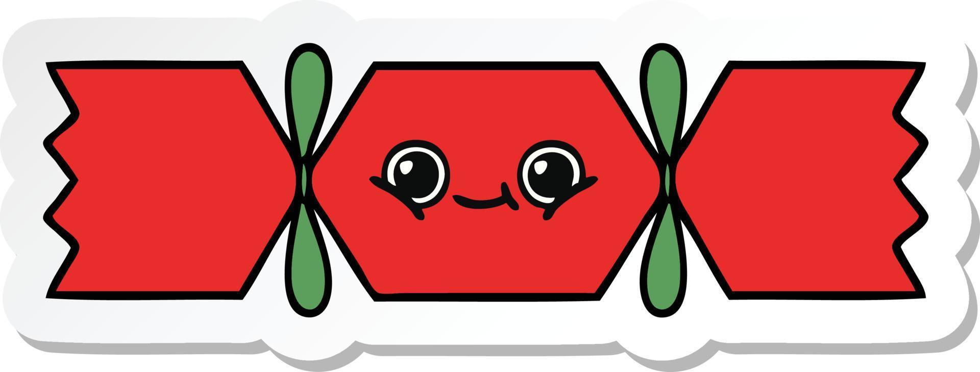 sticker of a cute cartoon christmas cracker vector