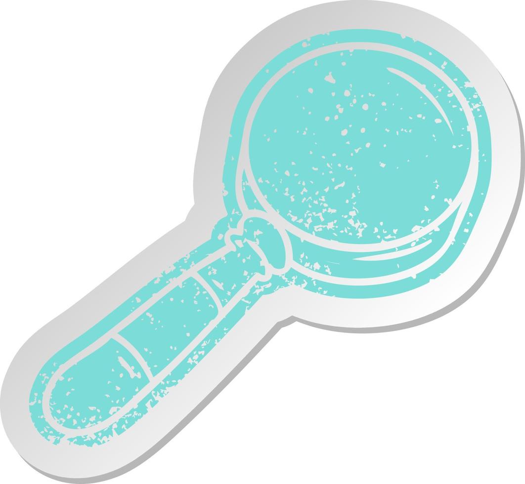 distressed old sticker of a magnifying glass vector