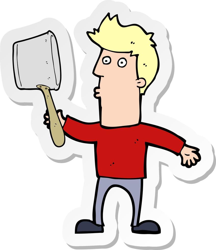 sticker of a cartoon man cooking vector