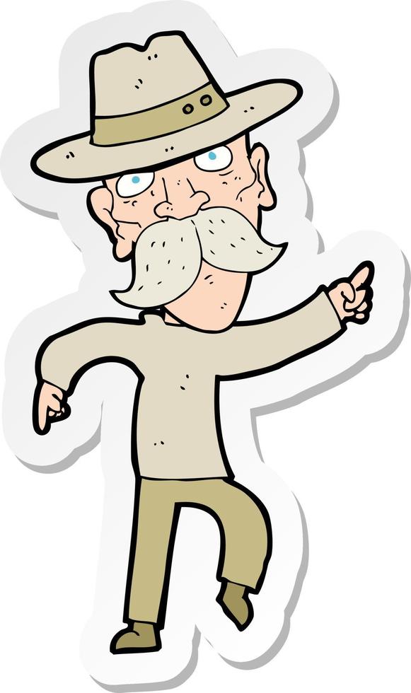 sticker of a cartoon man in hat vector