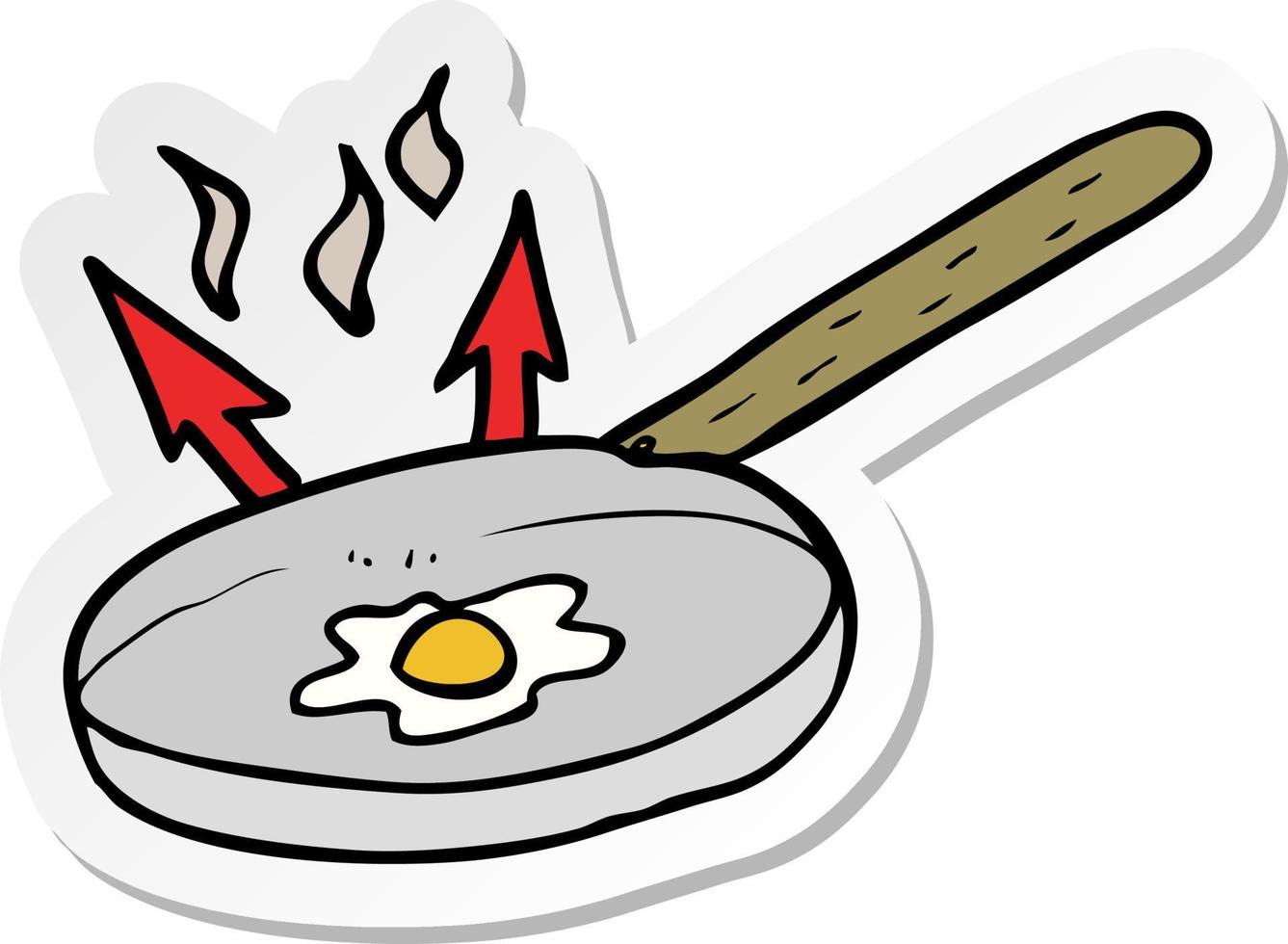 sticker of a cartoon frying pan vector