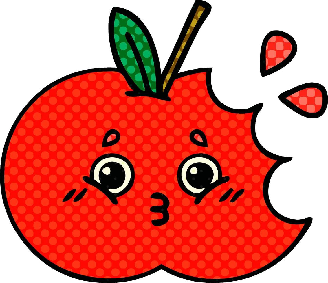 comic book style cartoon red apple vector