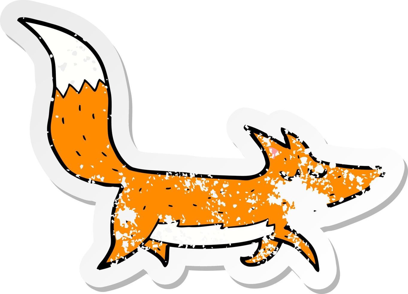 distressed sticker of a cartoon wolf vector