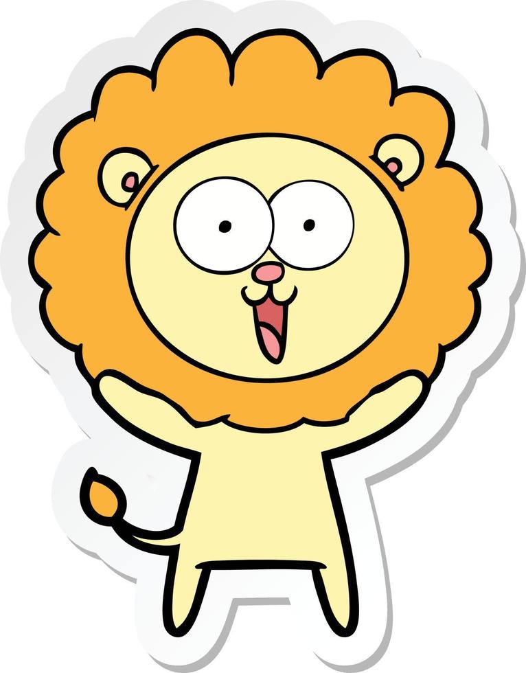 pegatina de un león de dibujos animados feliz vector