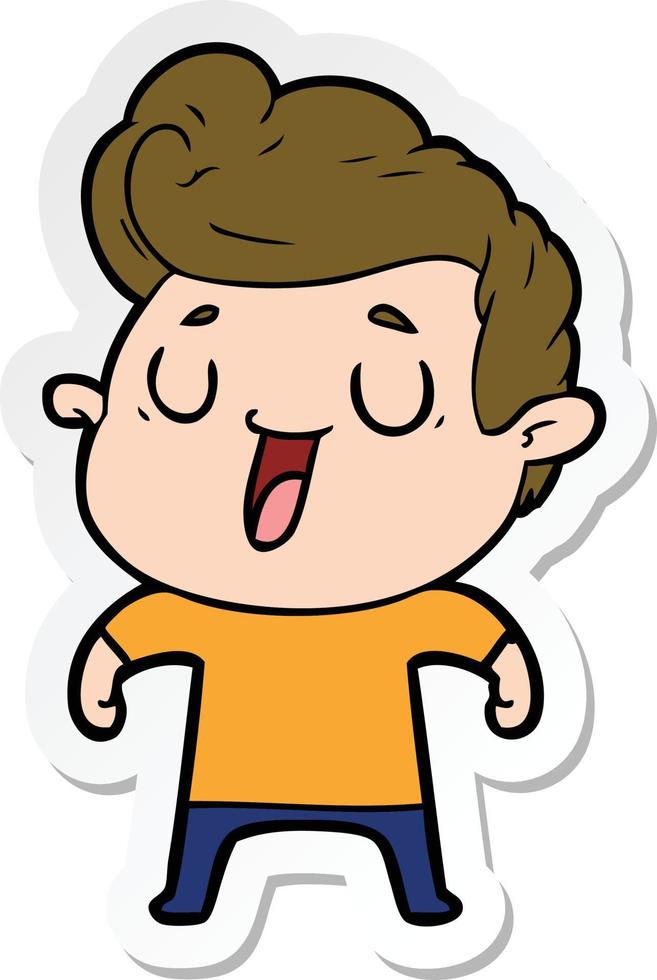 sticker of a happy cartoon man vector