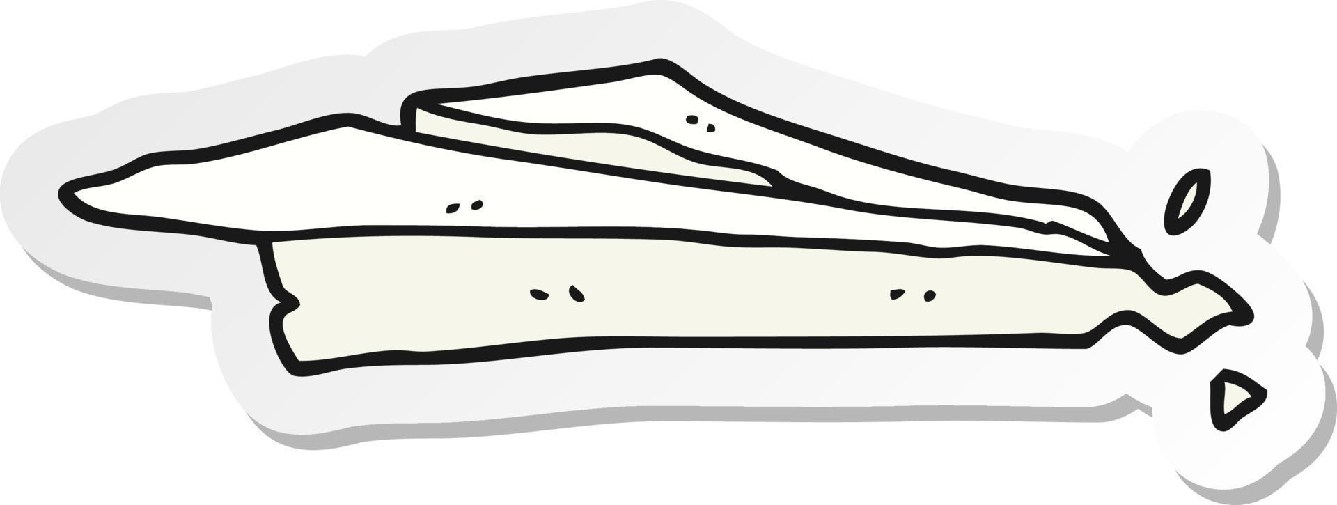 sticker of a cartoon crumpled paper plane vector