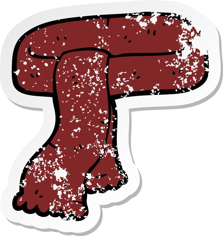 distressed sticker of a cartoon scarf vector