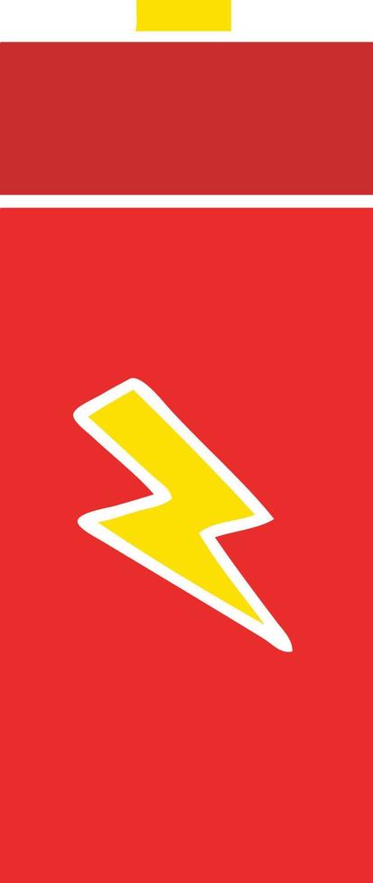 flat color retro cartoon electrical battery vector