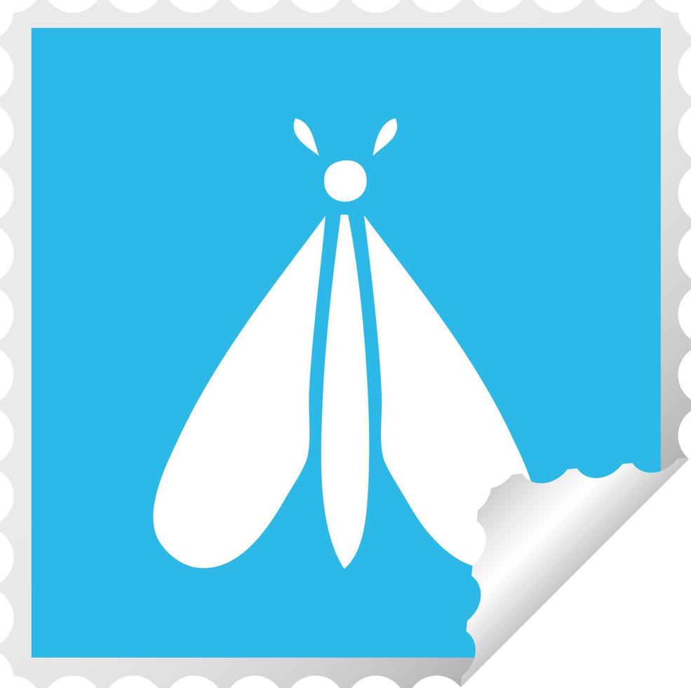 square peeling sticker cartoon moth bug vector