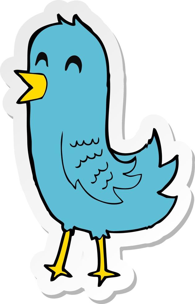 sticker of a cartoon happy bird vector