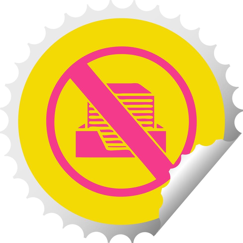 circular peeling sticker cartoon paperless office symbol vector