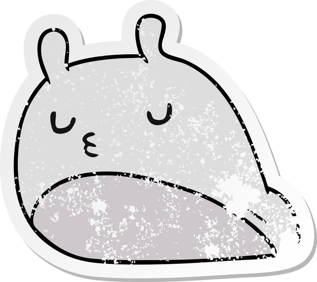 distressed sticker cartoon kawaii fat cute slug vector