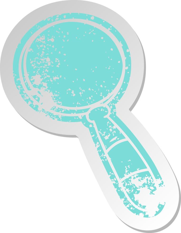 distressed old sticker of a magnifying glass vector