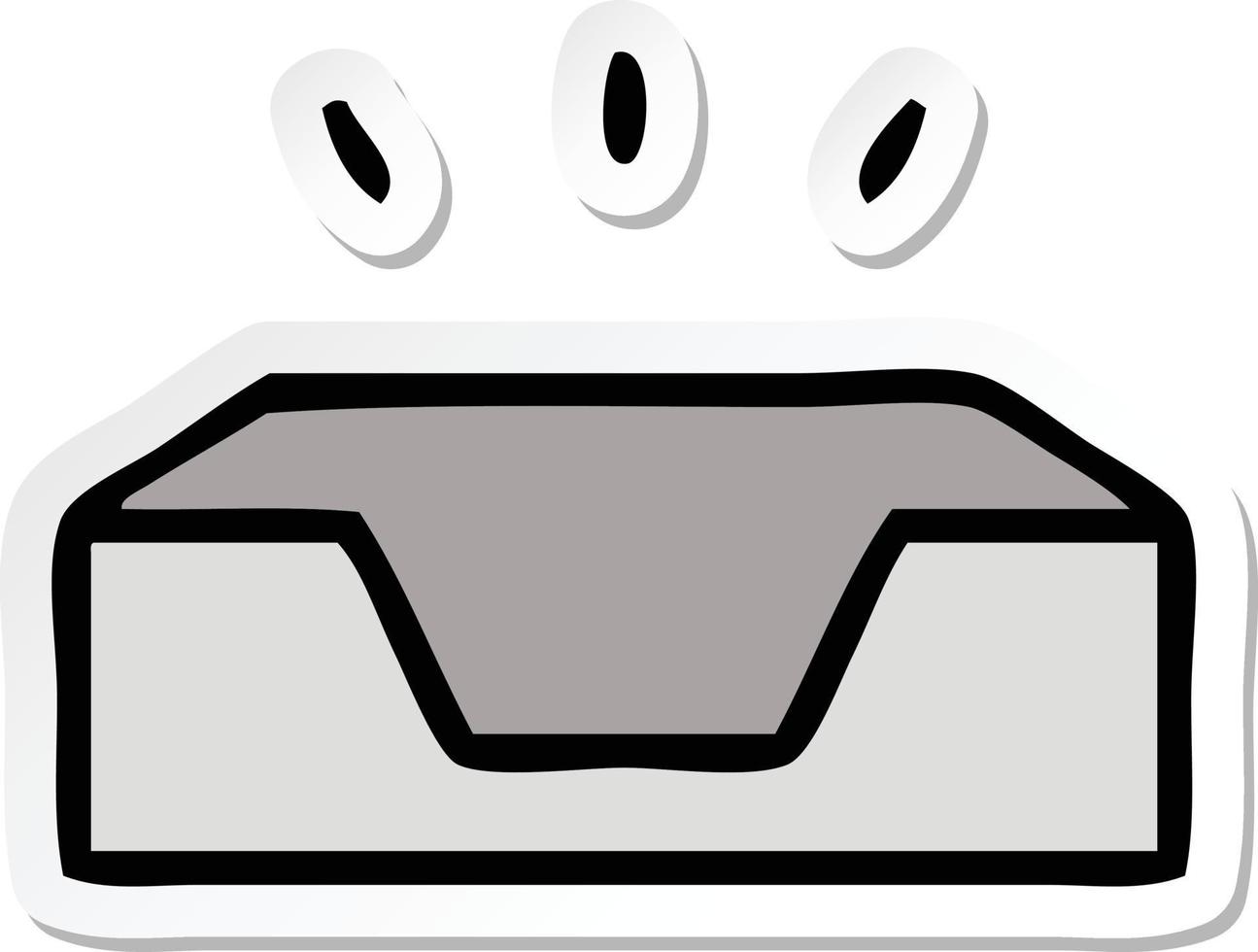 sticker of a cute cartoon empty in tray vector