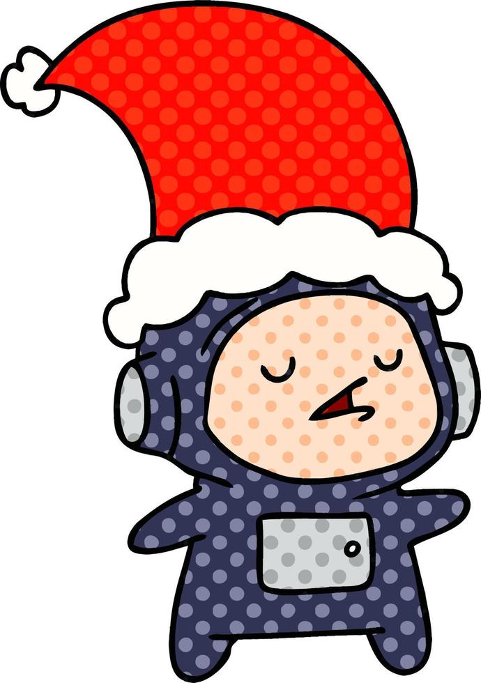 christmas cartoon of kawaii astronaut vector