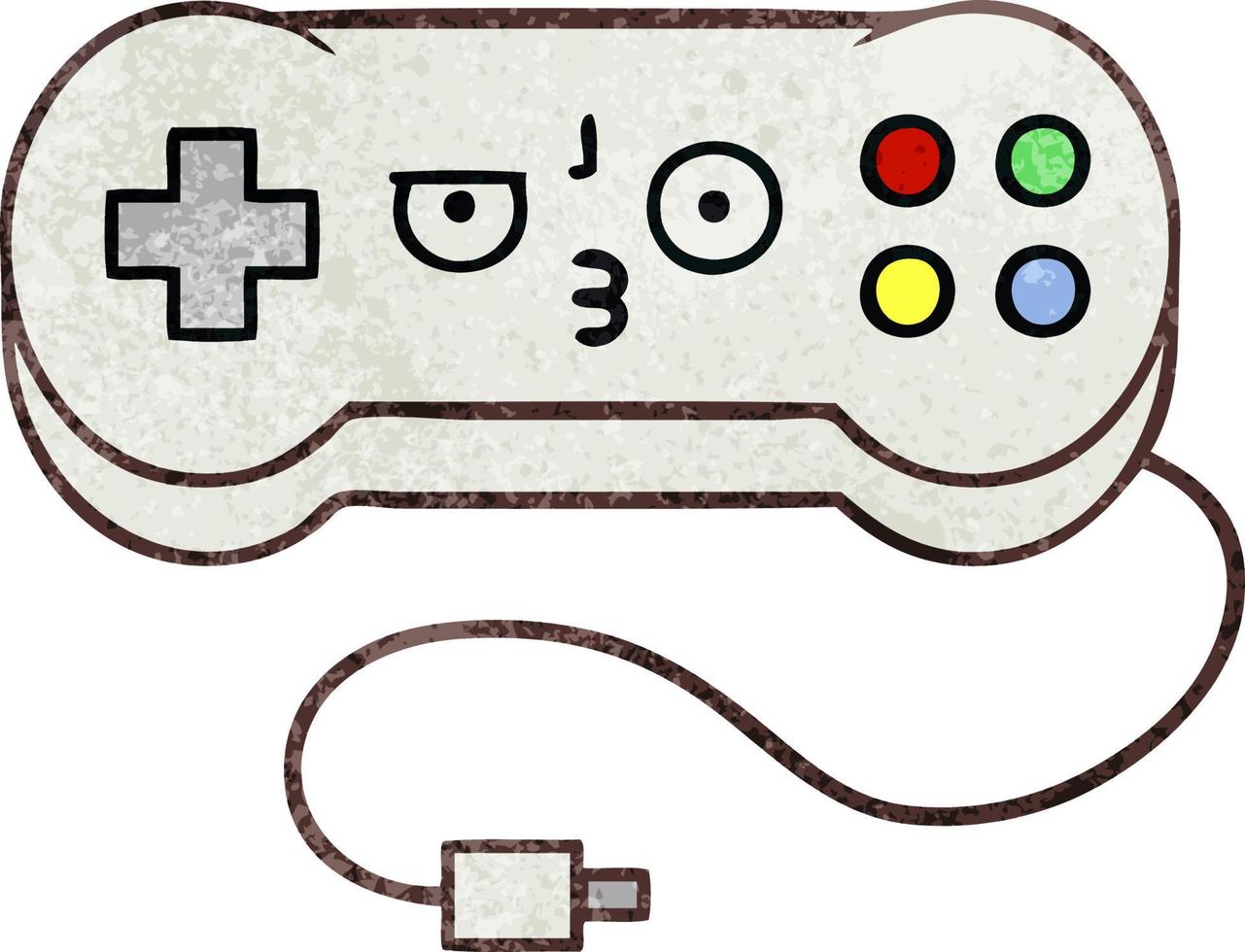 retro grunge texture cartoon game controller vector