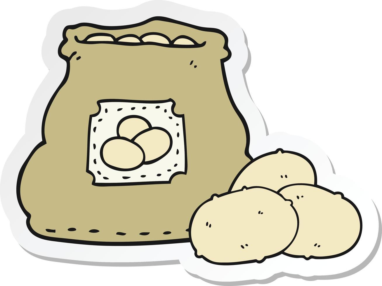 sticker of a cartoon bag of potatoes vector