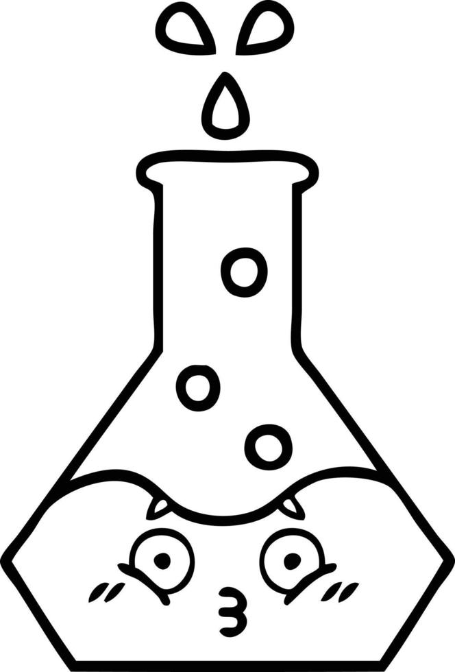 line drawing cartoon science beaker vector