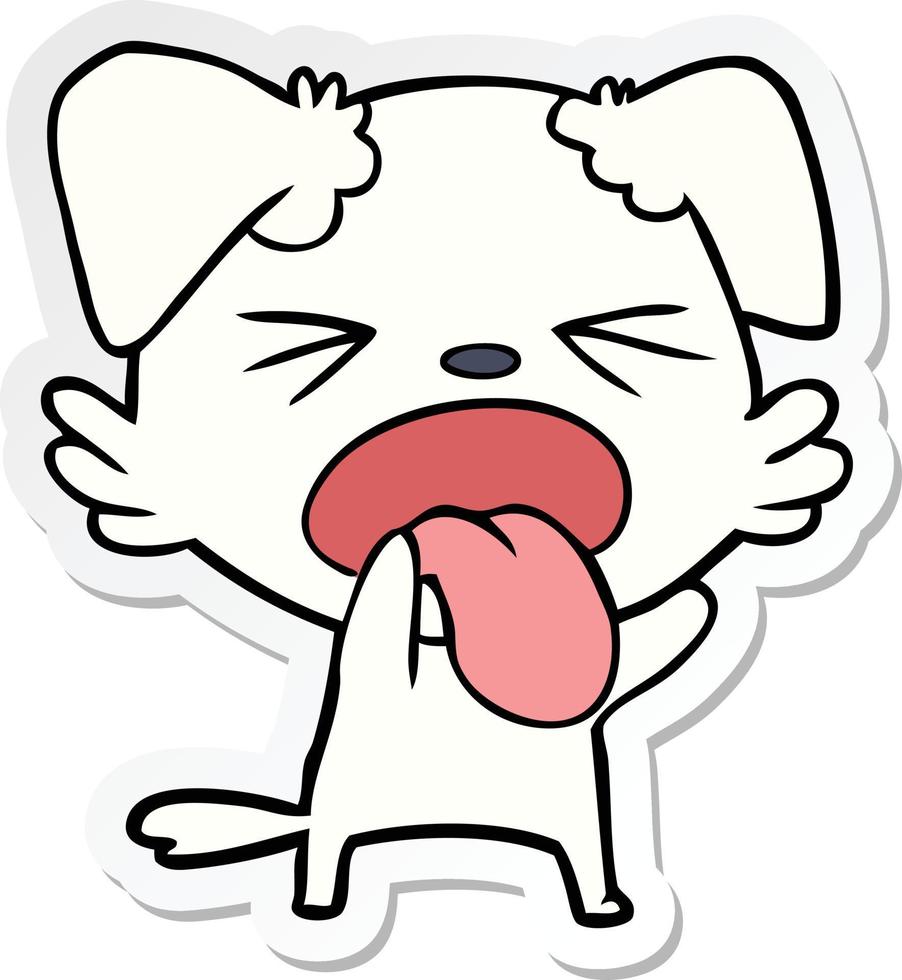 sticker of a cartoon disgusted dog vector