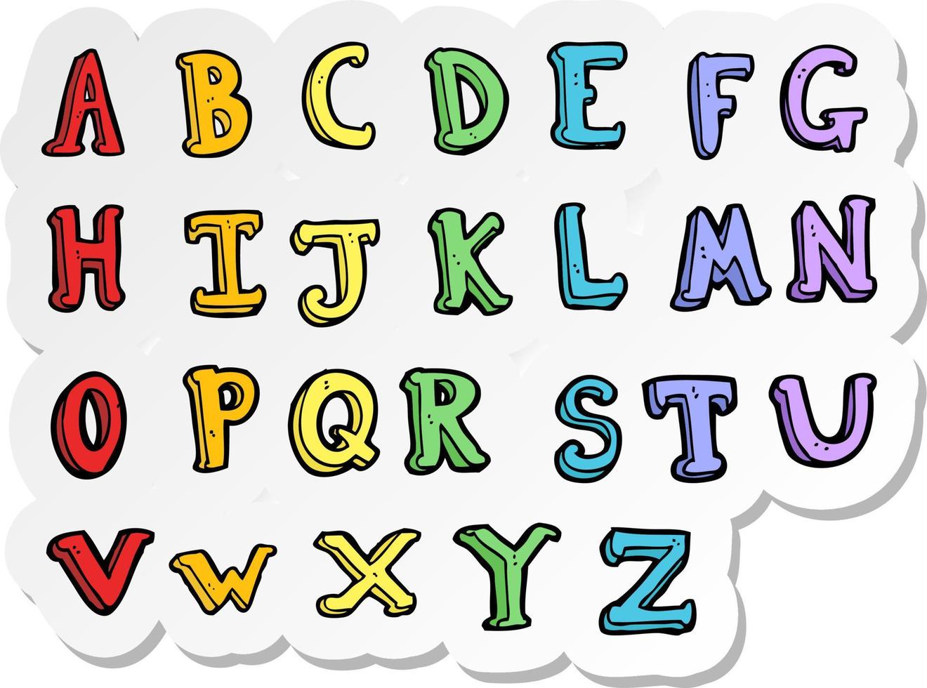 sticker of a cartoon alphabet vector