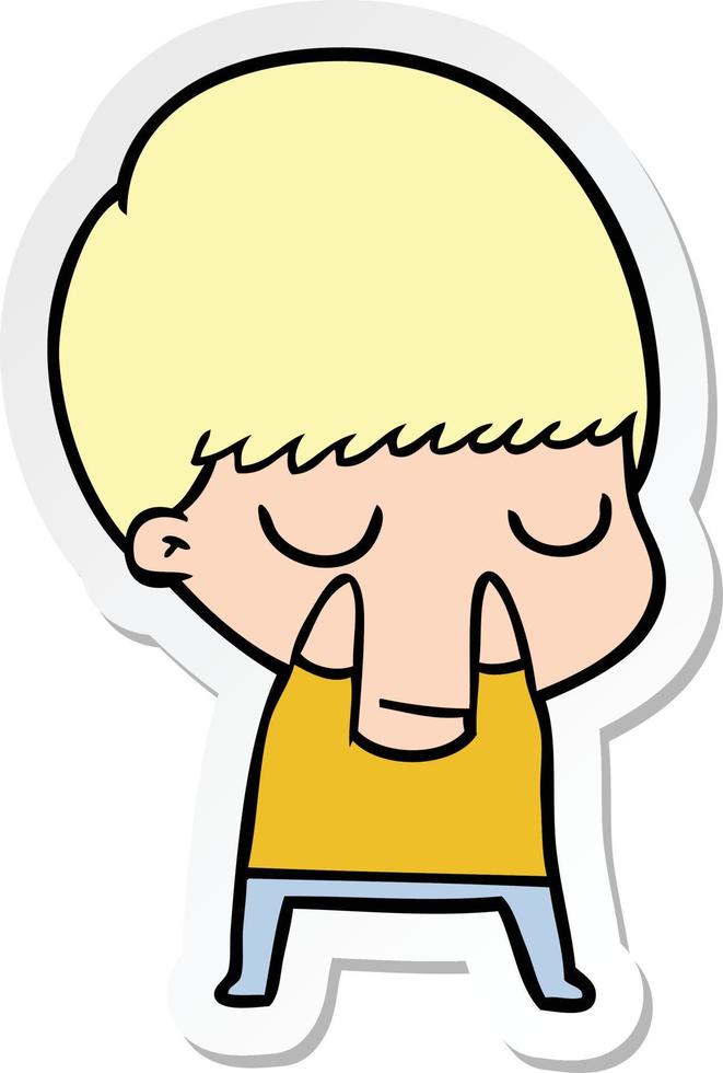 sticker of a cartoon calm boy vector