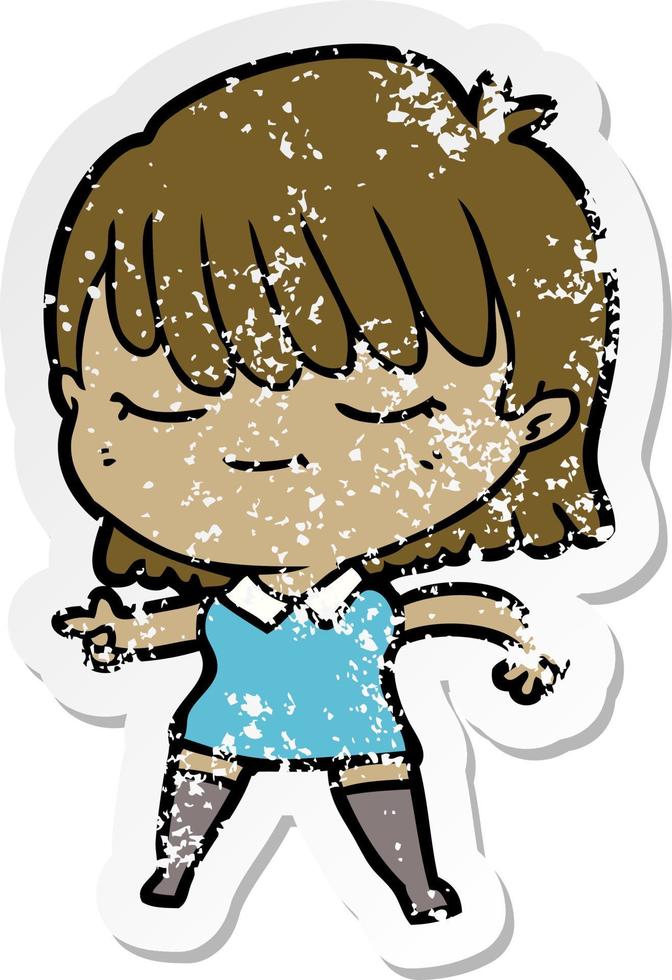 distressed sticker of a cartoon woman vector