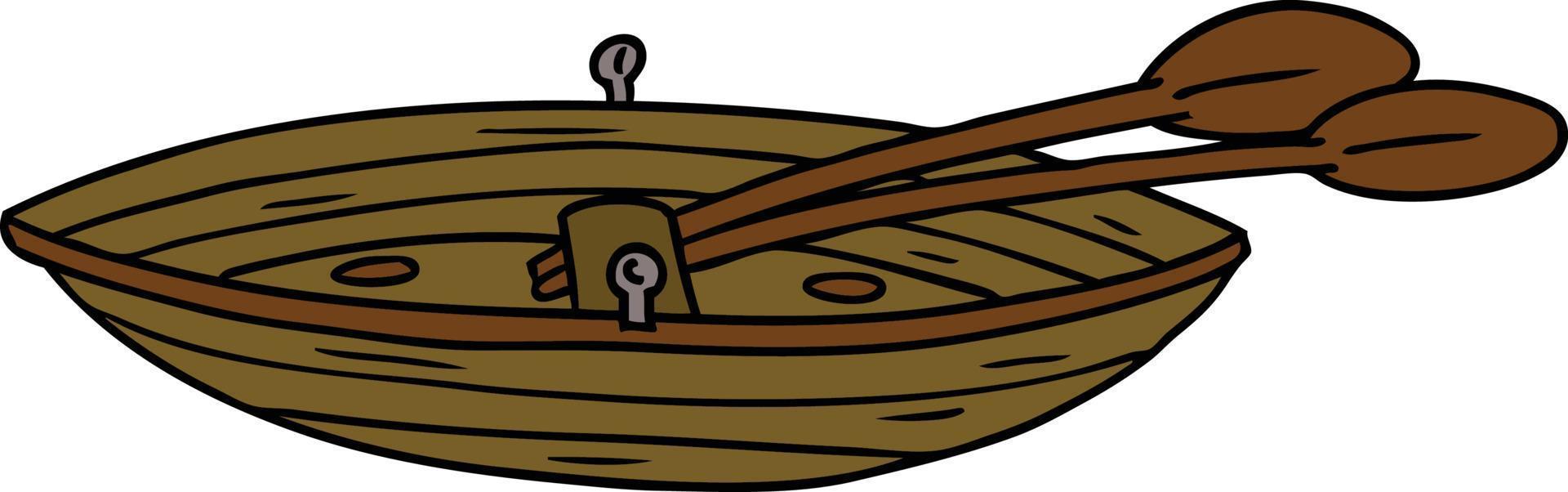 cartoon doodle of a wooden boat vector